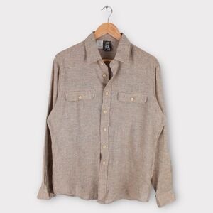 Vintage Kennington Men's Button Up Shirt Large Beige Speckled Wool Blend